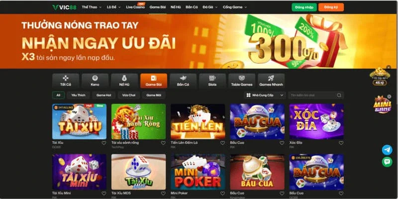 Tìm hiểu các tựa game hấp dẫn tại VIC88