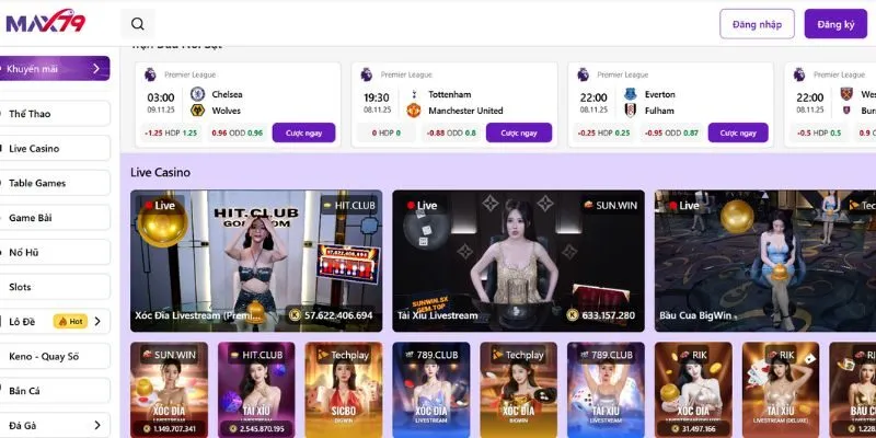 Hệ sinh thái đa dạng sảnh chơi ở MAX79